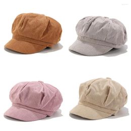 Berets Simple Visor Beret Cap Classic Adults Women Octagonal 8 Panel Plain Cabbie For Autumn Winter