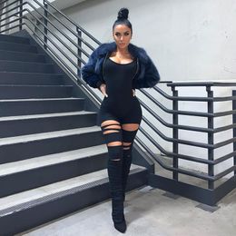 Women's Jumpsuits Rompers DRC Casual Street Style Women Solid Cut Out Stacked Pants Bodycon Sportwears Overalls 221123