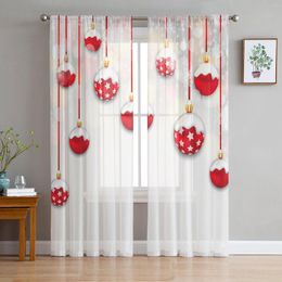 Curtain Decorative Ball Dancing Party Tulle Curtains For Living Room Decoration Modern Chiffon Sheer Voile Christmas