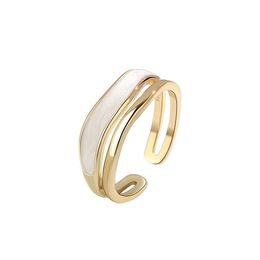 Band Rings Minimalist Gold Colour Finger Rings For Women Fashion Creative Design Doublelayered Geometric Party Jewellery Gifts Drop Del Dhbby