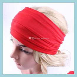 Headbands Solid Colour Wrinkle Head Band Wide Yoga Sport Headband Hairband Wrap Fashion Jewellery Gift For Women 120059 Drop Delivery H Dhl28