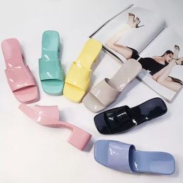 Brand Women High Heels Slippers Jelly Desginer Candy Colours Solid Fashion Summer Slides g003