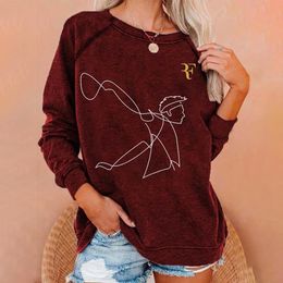 Women's Hoodies Sweatshirts Graphic Vintage Street Sweatshirt Tennis Player Print Casual Crewneck Tops Warm Autumn Winter Longsleeved Pullover Streetwear 221124