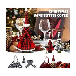 Christmas Decorations Christmas Decorations Plaid Skirt Wine Bottle Er Bar Table Atmosphere Layout Decoration 2022 Ornaments Decor N Dhdfb