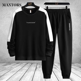 Mens Tracksuits 2PC Tracksuit Men Casual Oversize Sweatshirt Pants Male Fashion Hip Hop Streetwear Jogger Set Outfit Plus Size Joggers 221124