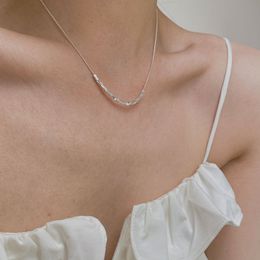 Аутентичный 925 серебряный серебряный воротник Coker Multi Peee Square Charms Ожерелье для женщин Простые ожерелья цепи звена