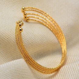 Bangle Dubai Arab Bead Gold Colour Wedding Bangles For Women Bride Can OPen Bracelets Ethiopian/france/African/Dubai Jewellery Gifts