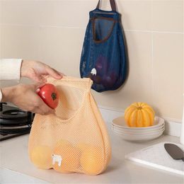 Storage Bags Foldable Hanging Pocket Breathable Reusable Mesh Bag Kitchen Garlic Onion Vegetable Sorting Organiser