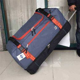 High quality for long tripsLarge volume inch Oxford rolling luggage bag foreign foldable trolley case J220707