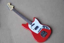 Red Body 6 strings Electric Guitar With Chrome Hardware Rosewood Fingerboard White Pearl Pickguard Provide Custom Service