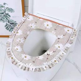 Toilet Seat Covers 1 Piece Ring Pad Fresh Printed Universal Washable Cushion Breathable Embroidery Dustproof Closestool Mat