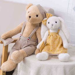 Cuddly Bear With Pyjama Dolls Plush Long Ears Rabbit Toys Super Soft Bunny Bear Baby Sleepy Sussen Dolls Kids gift J220729