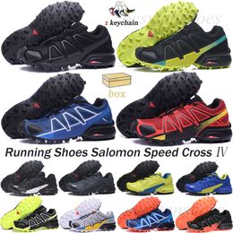 Original speed cross 4 Outdoor mens Running Shoes runner IV Light Grey Fluorescent Yellow Brick Red Trainers Men Sports Sneakers chaussures