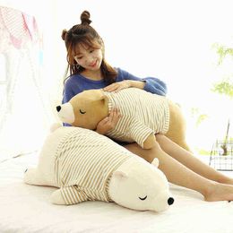 90 Cm Large Size Polar Bear Cuddle Cartoon Cute Soft Stuffed Plush Animal Doll Pillow For ld Girlfriend Gift WJ569 J220729