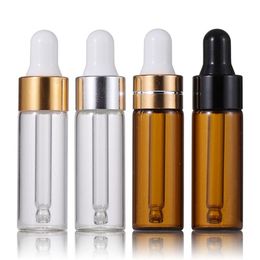 Mini Glass Dropper Bottle 1ml 2ml 3ml 5ml Sample Container For Essential Oil Perfume Tiny Vial