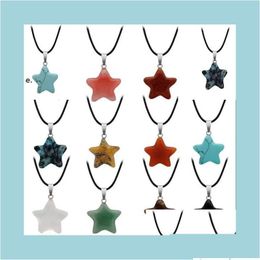 Party Favor Party Favor Natural Crystal Stone Pendant Creative Star Gemstone Necklaces Pendants Hand Carved Womens Fashi Mylarbagsho Dhofc