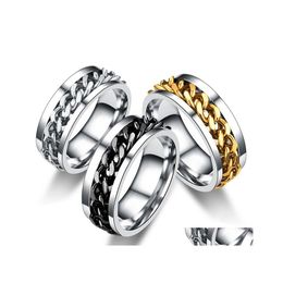 Band Rings Titanium Steel Rotatable Band Rings For Women Men Spinner Mtifunctional Chain Ring Bottle Opener Drop Delivery Jewellery Dhntx