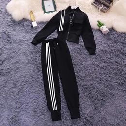 Women s Two Piece Pants Sports Suit Winter Plus Velvet Casual Women Korean Fashion Slim Coat Trousers Two piece 221123