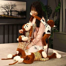 1Pc 80Cm Cartoon Plush Stuffed Long Armed Monkey Toy Apes Monkey Pop Beautiful Animal Plush Pillow For Kids Birthday Gift J220729