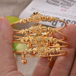 Bangle Dubai Fashion Flower Gold Colour Bangles For Girls Light Bracelets Wedding Jewellery Suitable With Small Hands