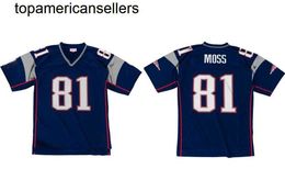 Stitched football Jersey 81 Randy Moss 2007 retro Rugby jerseys Men Women Youth S-6XL