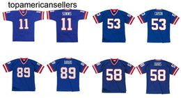 Stitched football Jersey 56 Lawrence Taylor 11 Phil Simms 53 Harry Carson 58 Carl Banks 89 Mark Bavaro 1986 retro Rugby jerseys Men Women Youth S-6XL