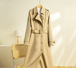 Women Blends Autumn winter women s lapel double breasted trench coat Fashionable casual loose ladies temperament 221124