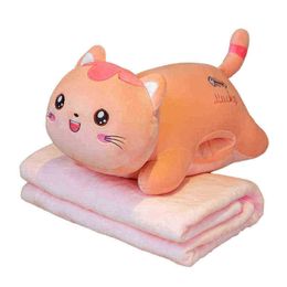 55Cm Cute Soft Cat Pillow Plush Toy Filled Plushie Office Duffel Pillow Bed Sleep Pillow Hand Warmer Blanket Gift doll For ldren J220729
