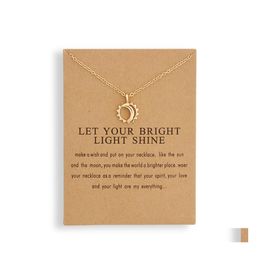 Pendant Necklaces Fashion Sun Necklaces Pendants Gold Color Alloy Pendant Necklace Wish Card Jewelry For Women Girl Birthday Gift Dr Dhk5Q