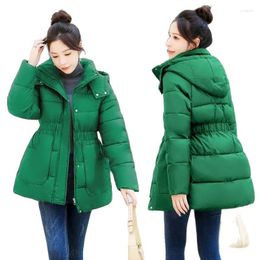 Women's Trench Coats Winter Coat Korean Hooded Mid-length Cotton Padded Women Loose Warm Thicken Parka Fluffy Overcoat Snow Wear Outwear