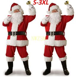 Fantasia de tema Natal Papai Noel Cosplay Roupas Dresses Fantasia em Men 5pcslot Terno para adultos 221124