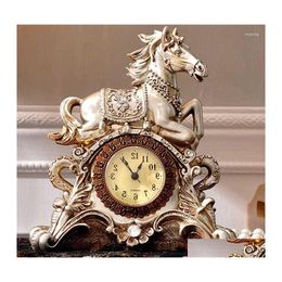 Desk Table Clocks Table Clocks Christmas Decorations For Home Riches And Horses Living Room Clock Creative Personality Art Drop De Dhjb6