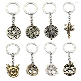 Keychains Anime Fullmetal Alchemist Keychain Homunculus Circle Key Ring Cross Snake Pendant Chain Women Bag Jewelry Llaveros Hombre