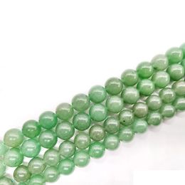 Loose Gemstones Green Aventurine Round Beads Polished Smooth Gemstone Crystal Energy Healing Bead Assortments For Jewellery Ma Dhgarden Dh7Wu