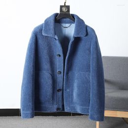 Men's Jackets Men's 2023 Autumn Winter Cotton Lapel Collar Lamb Wool Coat Fashion Casual Thickened Warm Jacket Luxury Clothes 21Q2030