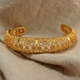 Bangle Annayoyo 24K Gold Colour Flower Bangles&bracelets Ethiopian Middle East Dubai Bangles For Women Wedding Jewellery African Gifts