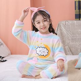 Pyjamas Flannel Kids Autumn Winter Girl Boy Sleepwear Set Baby Clothes Animal Cartoon Coral Fleece Childrens Pyjamas 221124