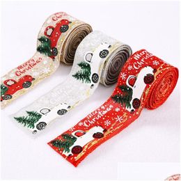 Christmas Decorations Christmas Decorations 5M/Roll Decoration Colour Car Printing Ribbon Tree Decor 2022 Home Navidad Yearchristmas Dhjhp