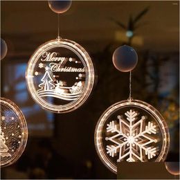 Christmas Decorations Christmas Decorations Sucker Hanging Light Acrylic Decorative Plate Battery Operated Party Window Decoration F Dh6Tk