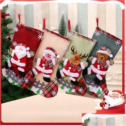 Christmas Decorations Christmas Decorations 1Pcs Xmas Sock Sack Gift Bag For Family Holiday Season Decoration Ornament Candy Pouch S Dhhaz