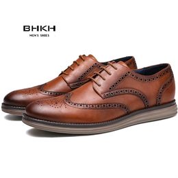 BHKH Autumn Man Dress Shoes Genuine Leather Lace-up Men Casual Shoes Smart Business Office work Footwear Men Shoes 220701