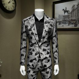 Men's Suits Mens 3 Pieces Set Slim Fit Embroidery Wedding Groom Wear Blazer Vest Pant Piece Business Man Party Plus Size 3xl