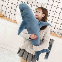 45140Cm Large Size Shark Plush Toys Soft Stuffed Toys Animal Reading Pillow For Birthday Gifts Pillow Gift for ldren J220729