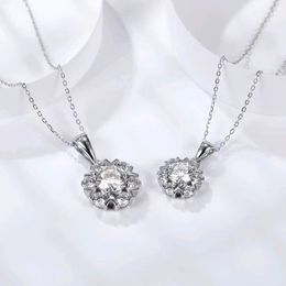 Moissanite Pendant Necklace 925 Sterling Silver White Gold Plating Moissanites Iced out Snowflake Pendants