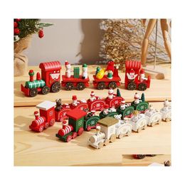 Christmas Decorations Christmas Decorations Merry Wooden Train Ornament Decoration For Home Santa Claus Gift Natal Navidad Noel 2022 Dhq9V