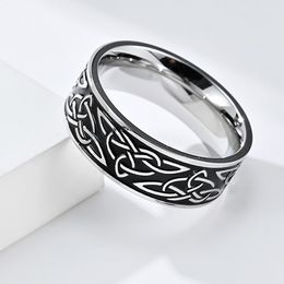 Celtic Stainless Steel Triangular Knot Ring Band Hip Hop Rings for Men Women Fine Fashion Jewellery Gift
