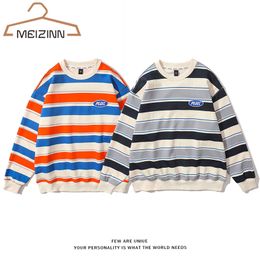 Men's Hoodies Sweatshirts Oversized Spring Hip Hop Streetwear Colorful Stripes Women Harajuku Couple Retro Korean Hoodie 221124
