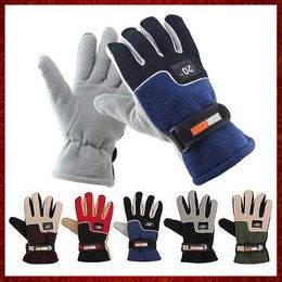 ST413 Men Winter Warm Fleece Thermal Motorcycle Thermal Warm Gloves Polar Fleece Mittens for Men Women Snow Sports Gloves