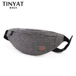 Waist Bags TINYAT Male Men Pack Casual Functional Money Phone Belt Women for Canvas Hip Fanny Pouch Banana bags 221124