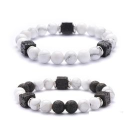 Beaded Natural Stone Bracelet Square Volcanic Men And Women Personality Atmosphere Mature Intellectual Wrist Jewellery Drop Delivery Br Dhsju